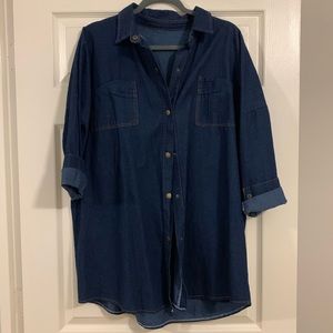 Oversized denim button up